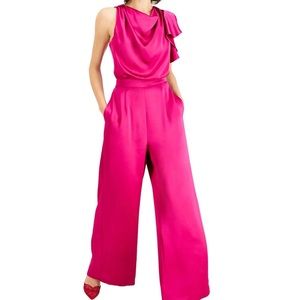 I-N-C Womens Satin Jumpsuit, hot pink size 14